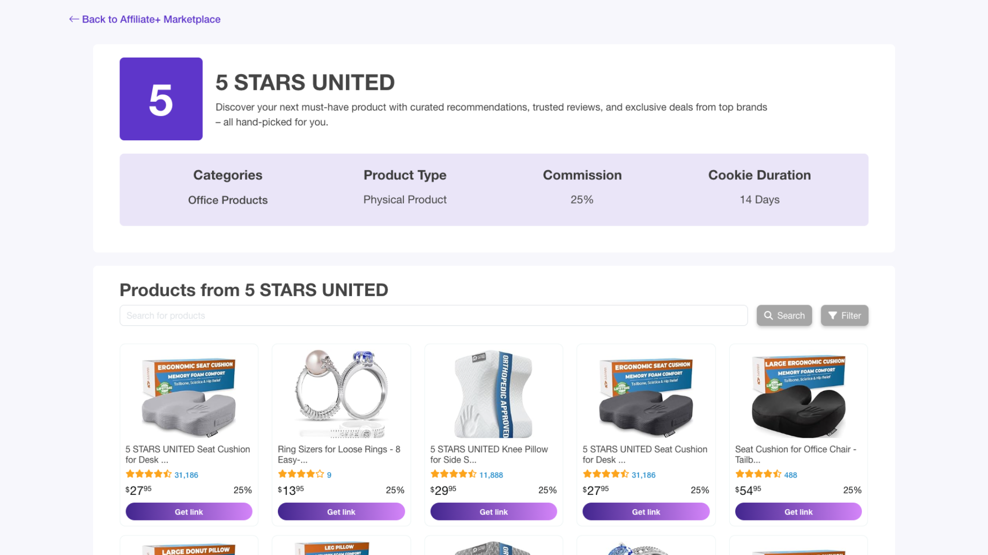 5 Stars United affiliate program signup page