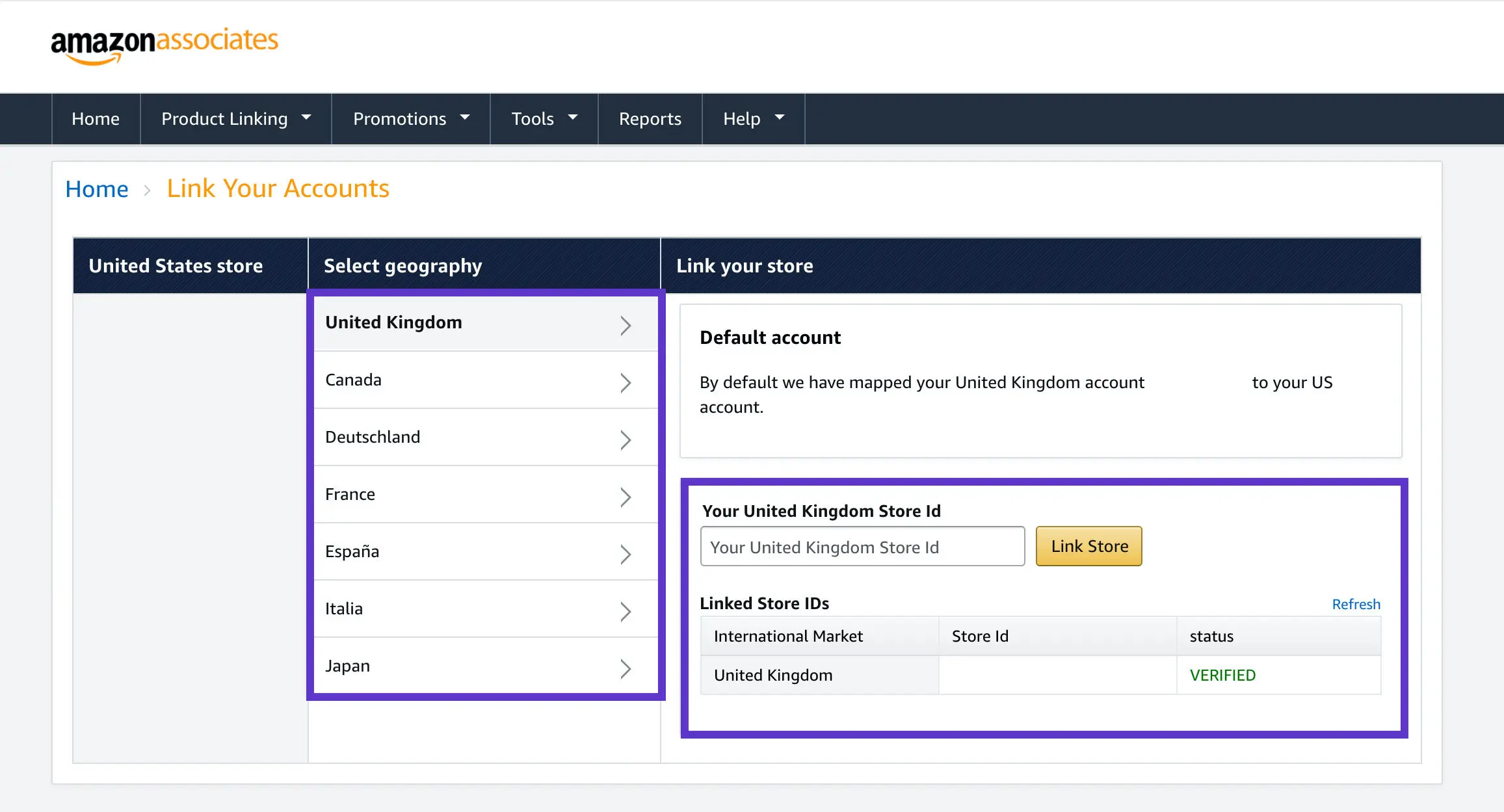 Amazon OneLink Tag Manager