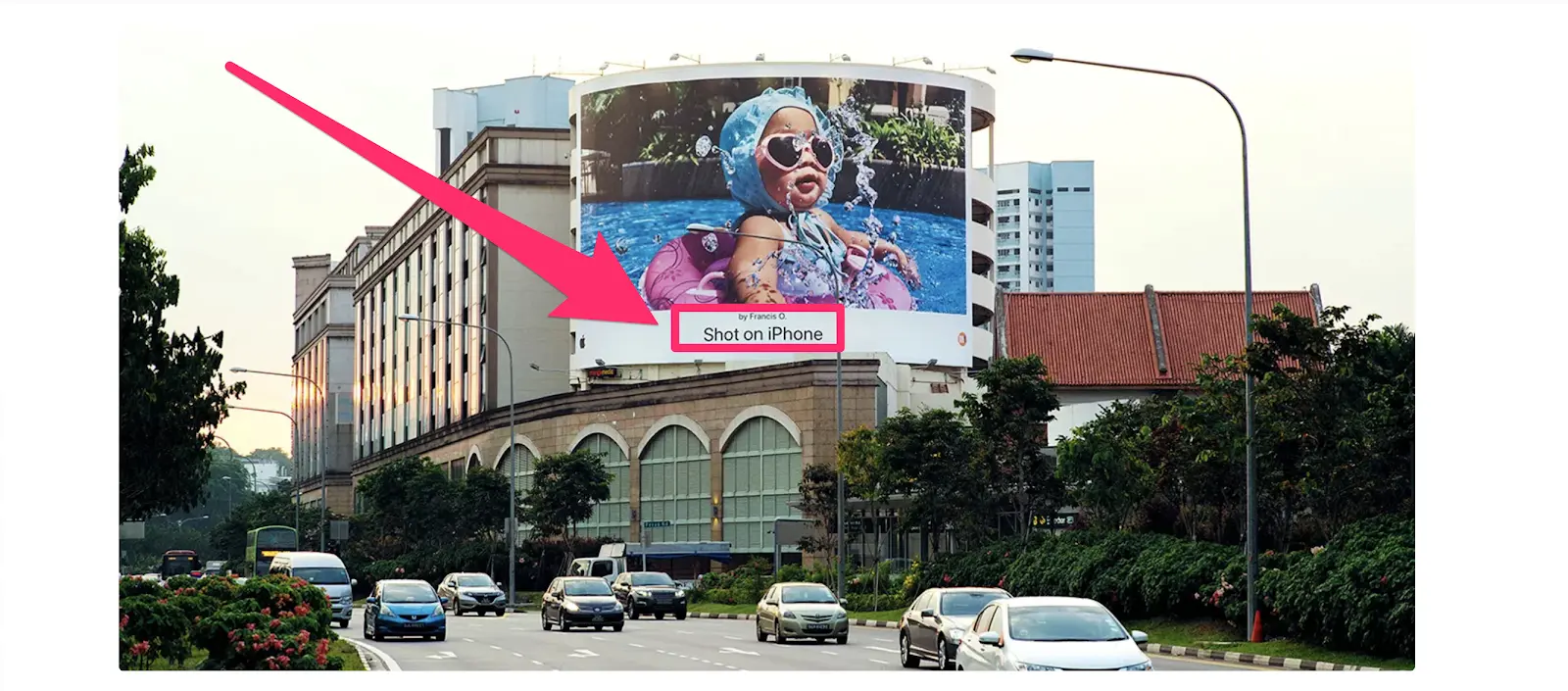 billboard display featuring apples shot on iphone campaign