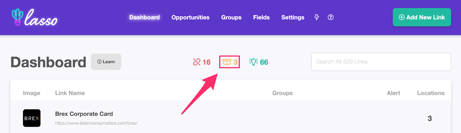 out of stock alerts in the lasso dashboard
