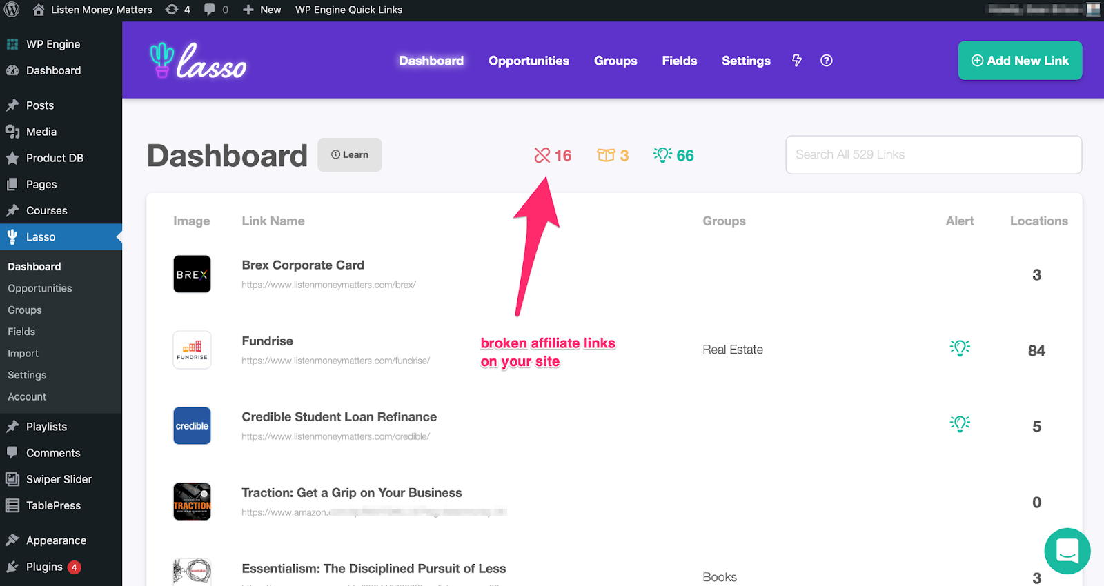 lasso dashboard