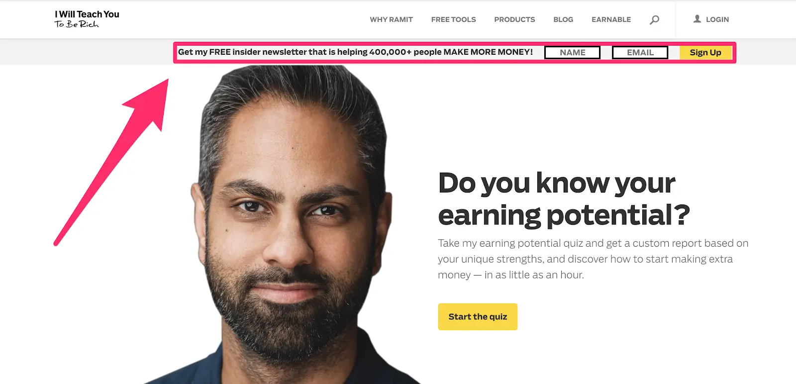 conversion copywriting example of social proof on an email opt-in
