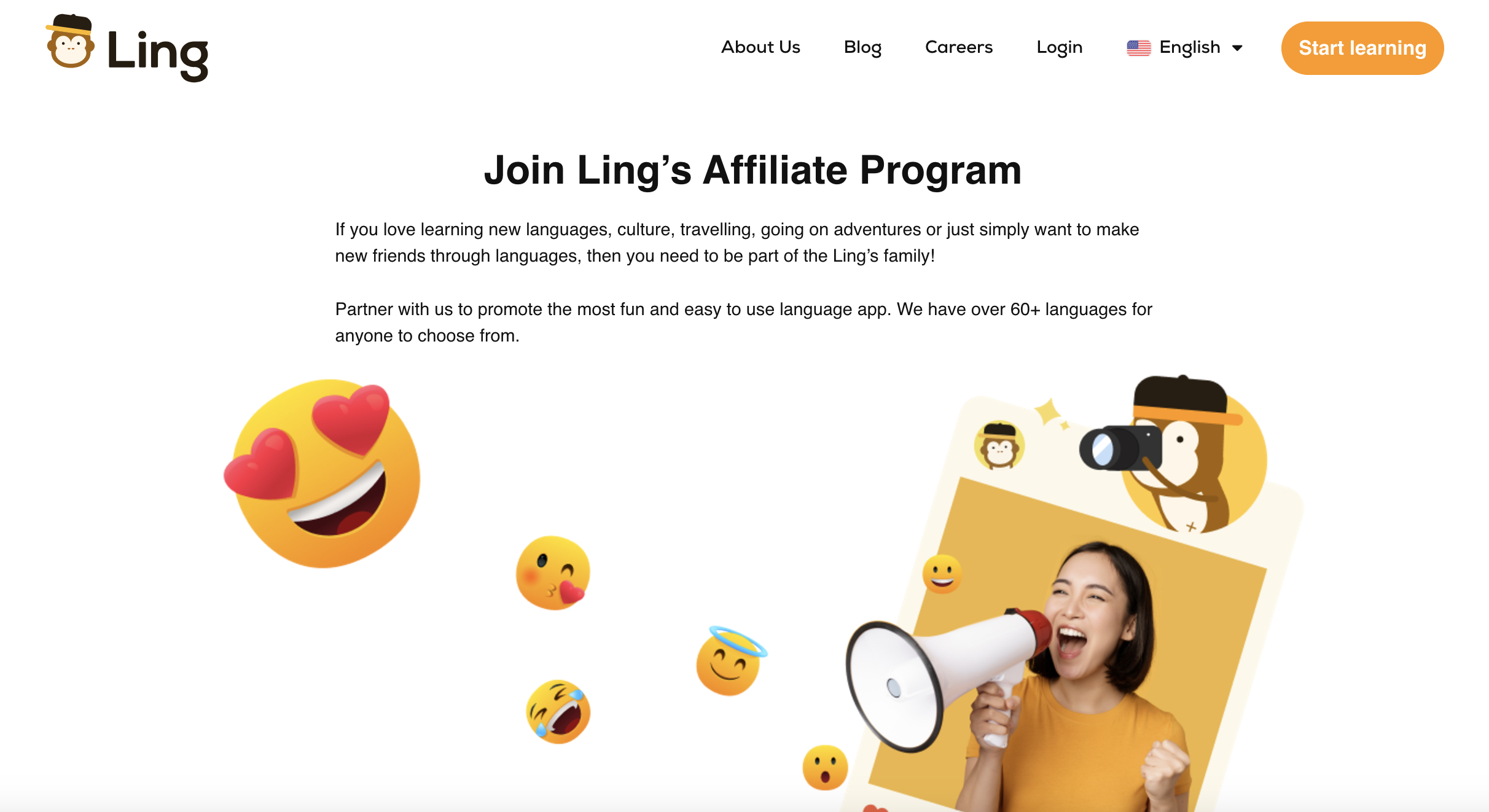 Ling affiliate program signup page