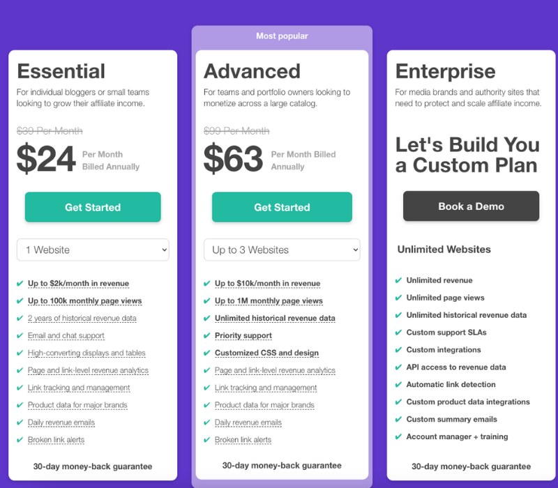Lasso Pricing page