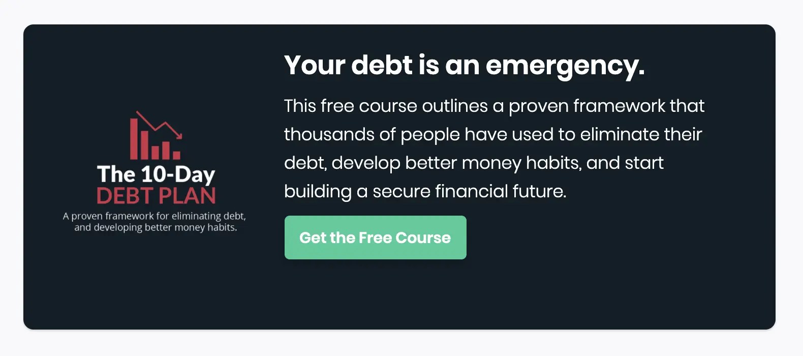 debt course product display box from listen money matters website
