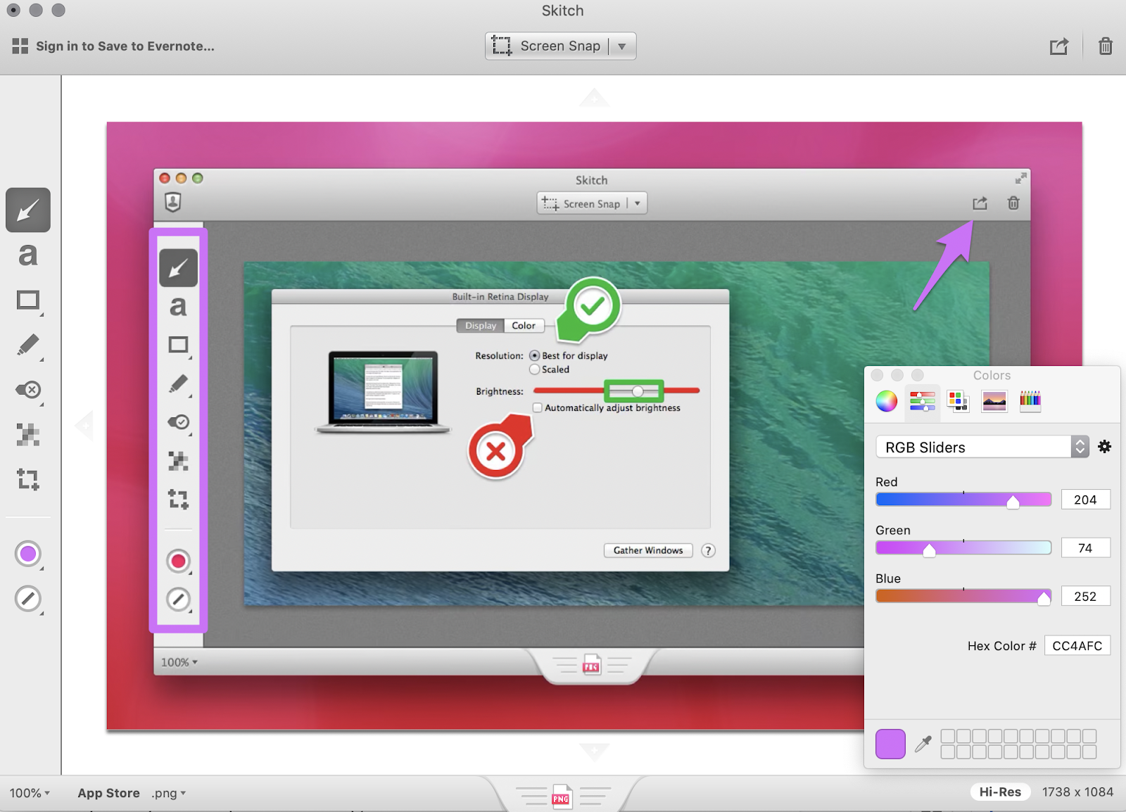 skitch rgb slider tool for making custom markups