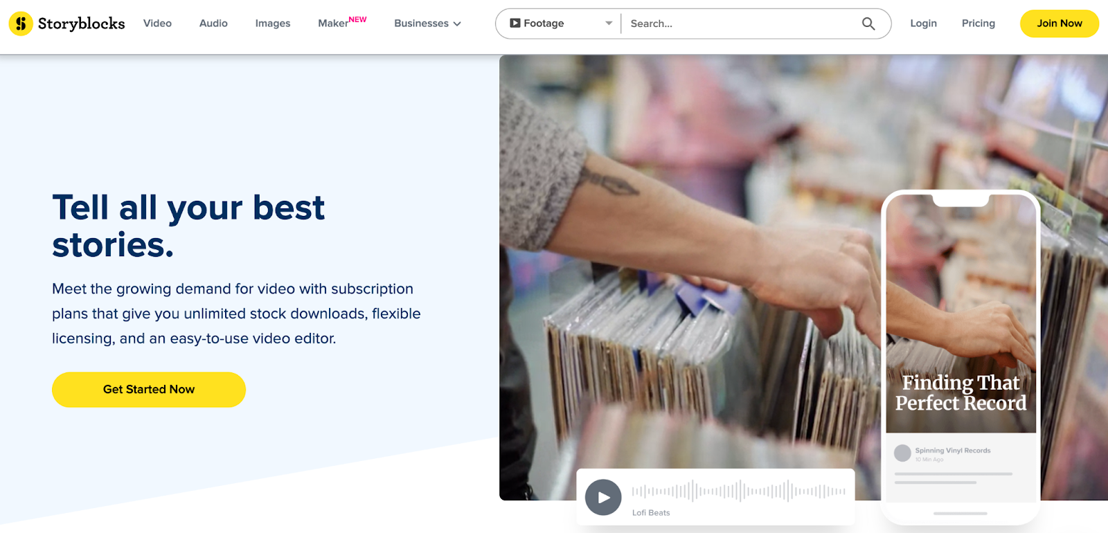 storyblocks home page