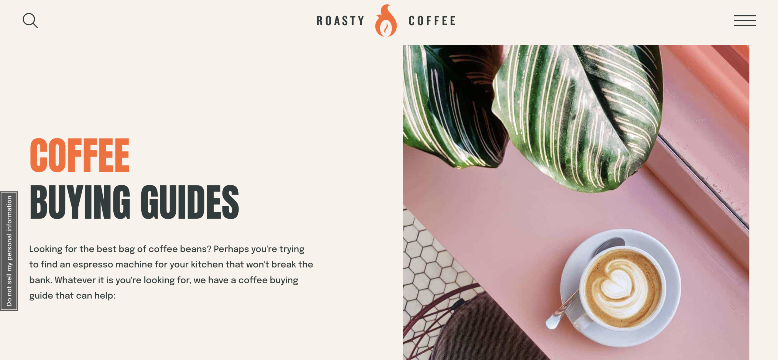 roasty coffee buying guides page affiliate marketing example