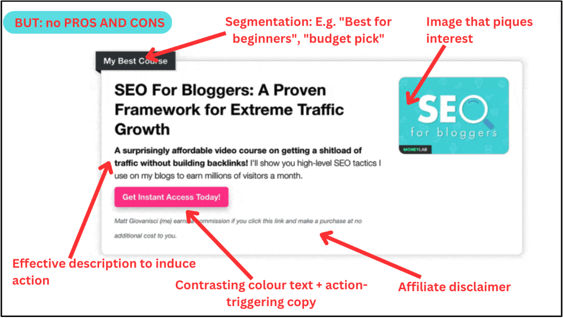 Creating affiliate displays that are easy to read