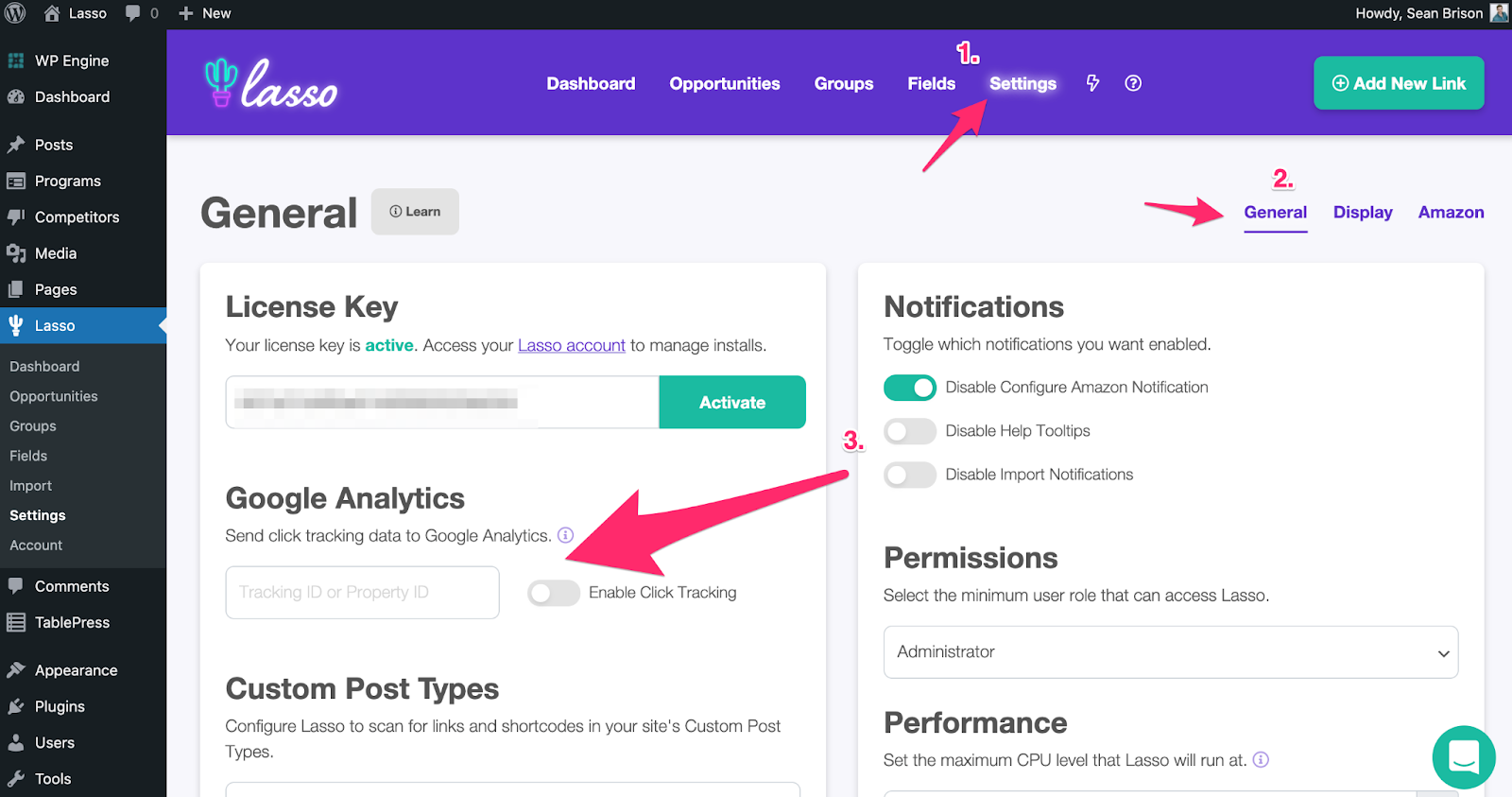 connecting lasso to google analytics