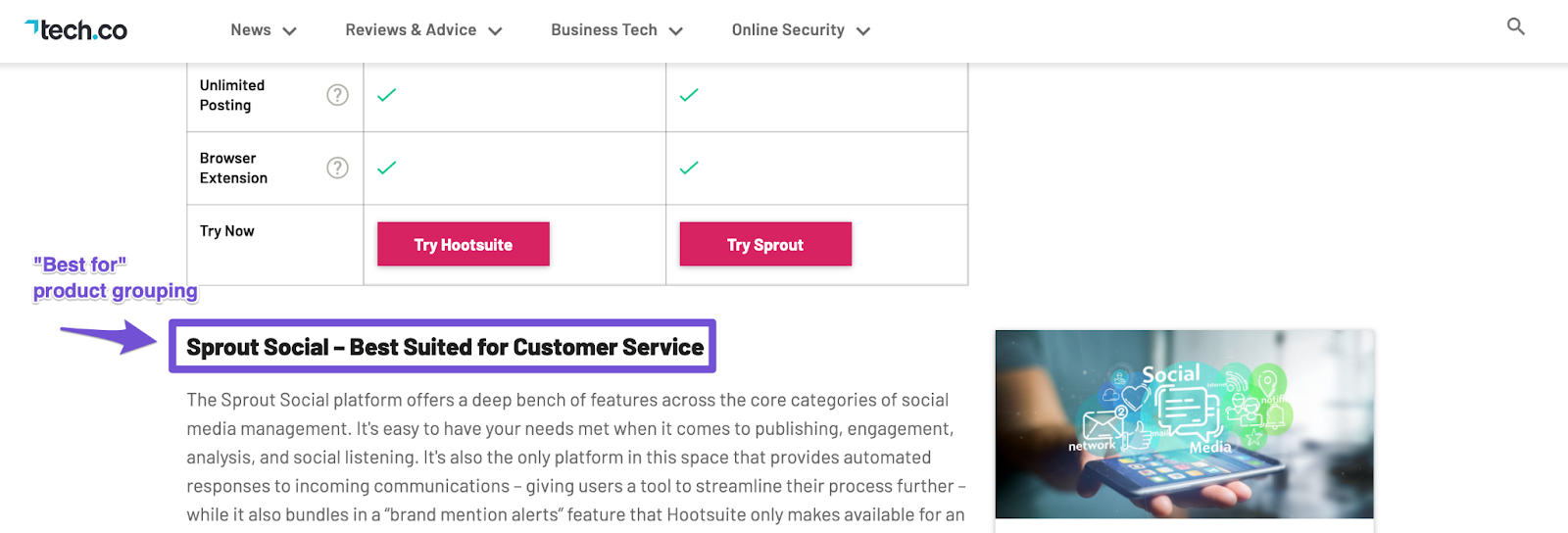 product comparison posts including who product is best for
