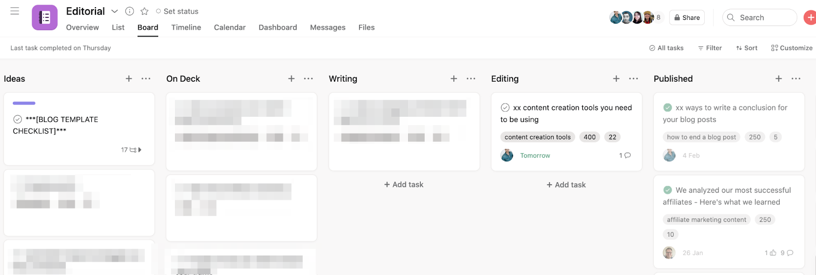 our asana editorial workflow