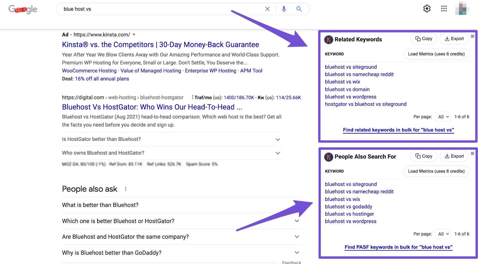 keywords everywhere related keywords displaying in the serp right side bar