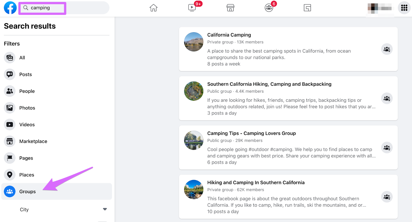searching facebook by niche groups