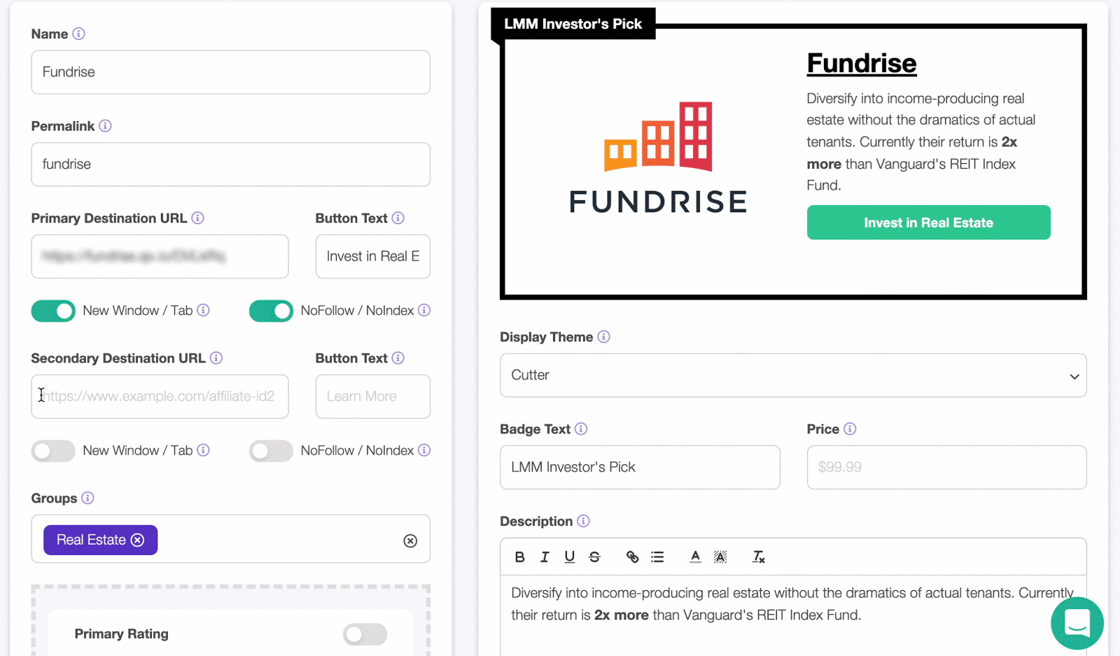 adding a secondary cta button to displays