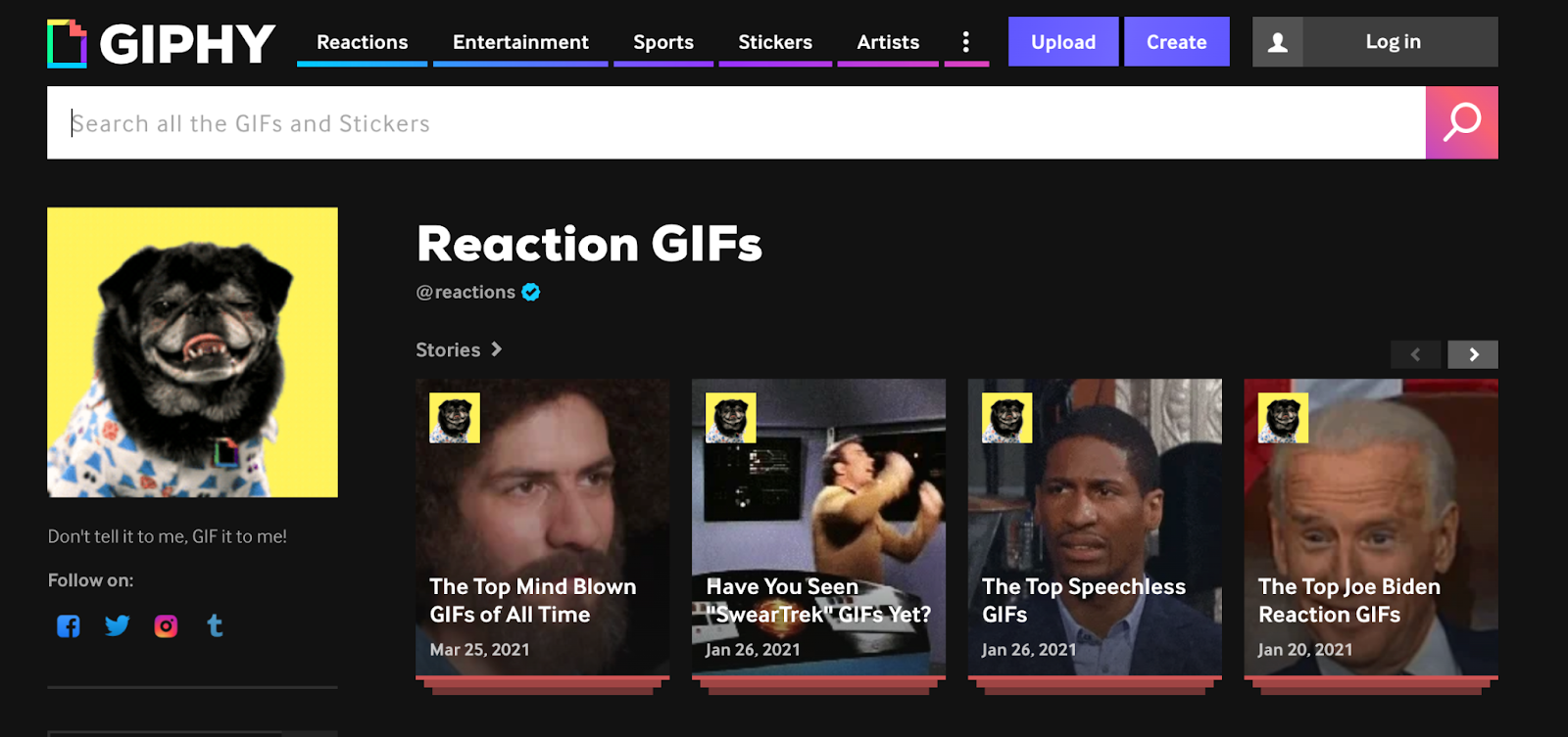 giphy homepage
