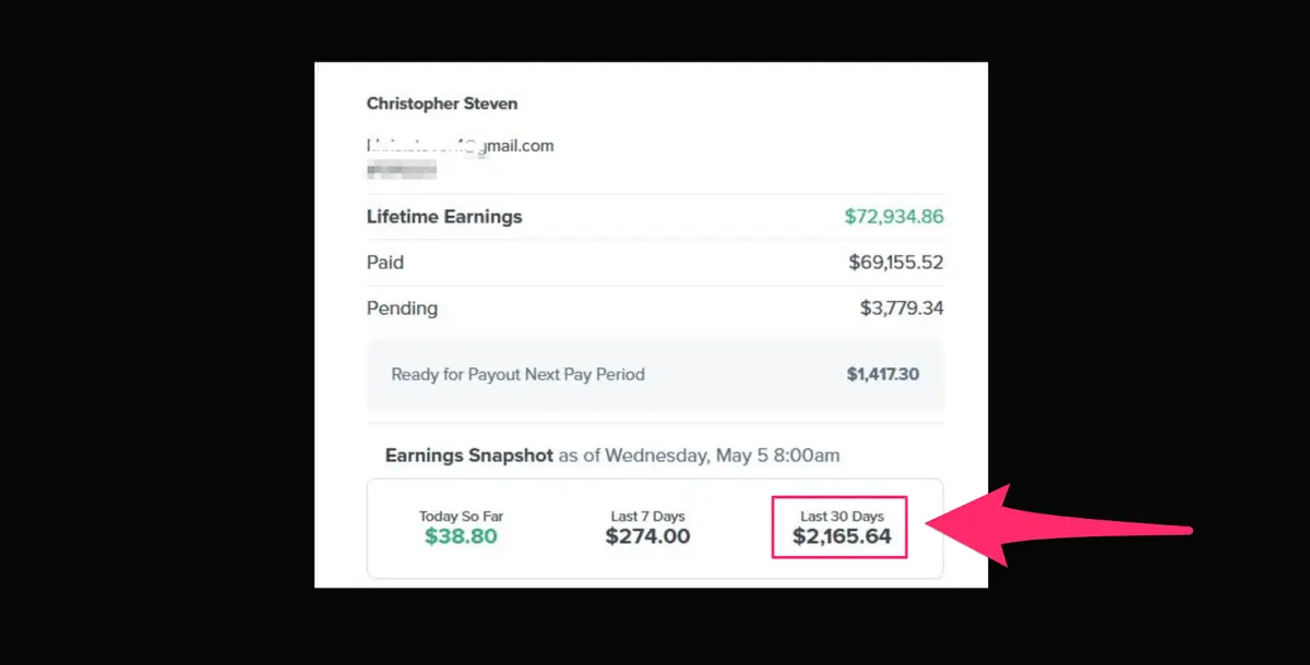 affiliate earnings