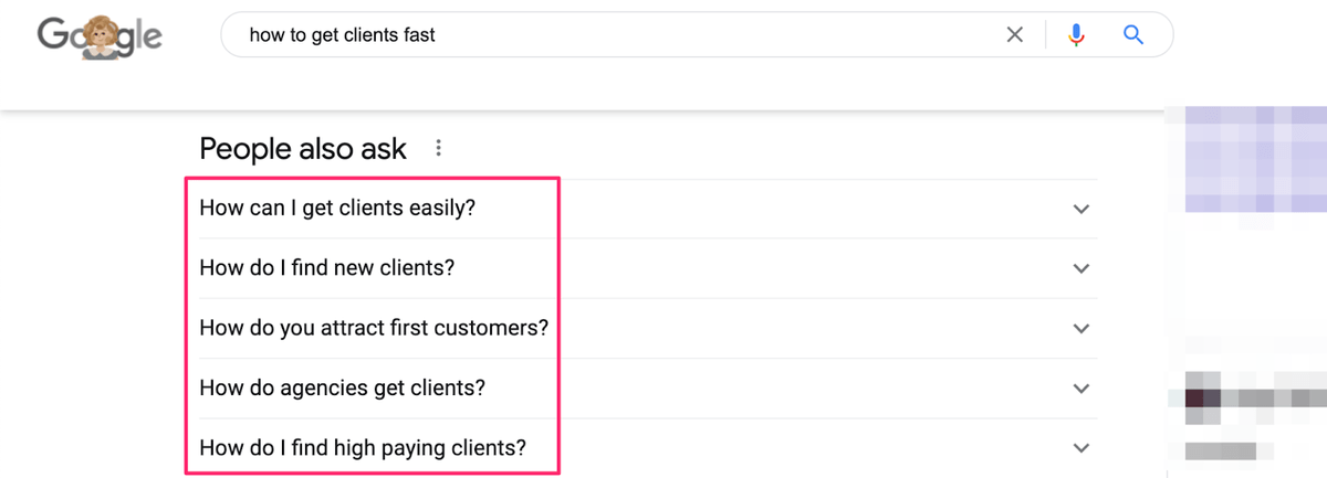 people also ask section in serps