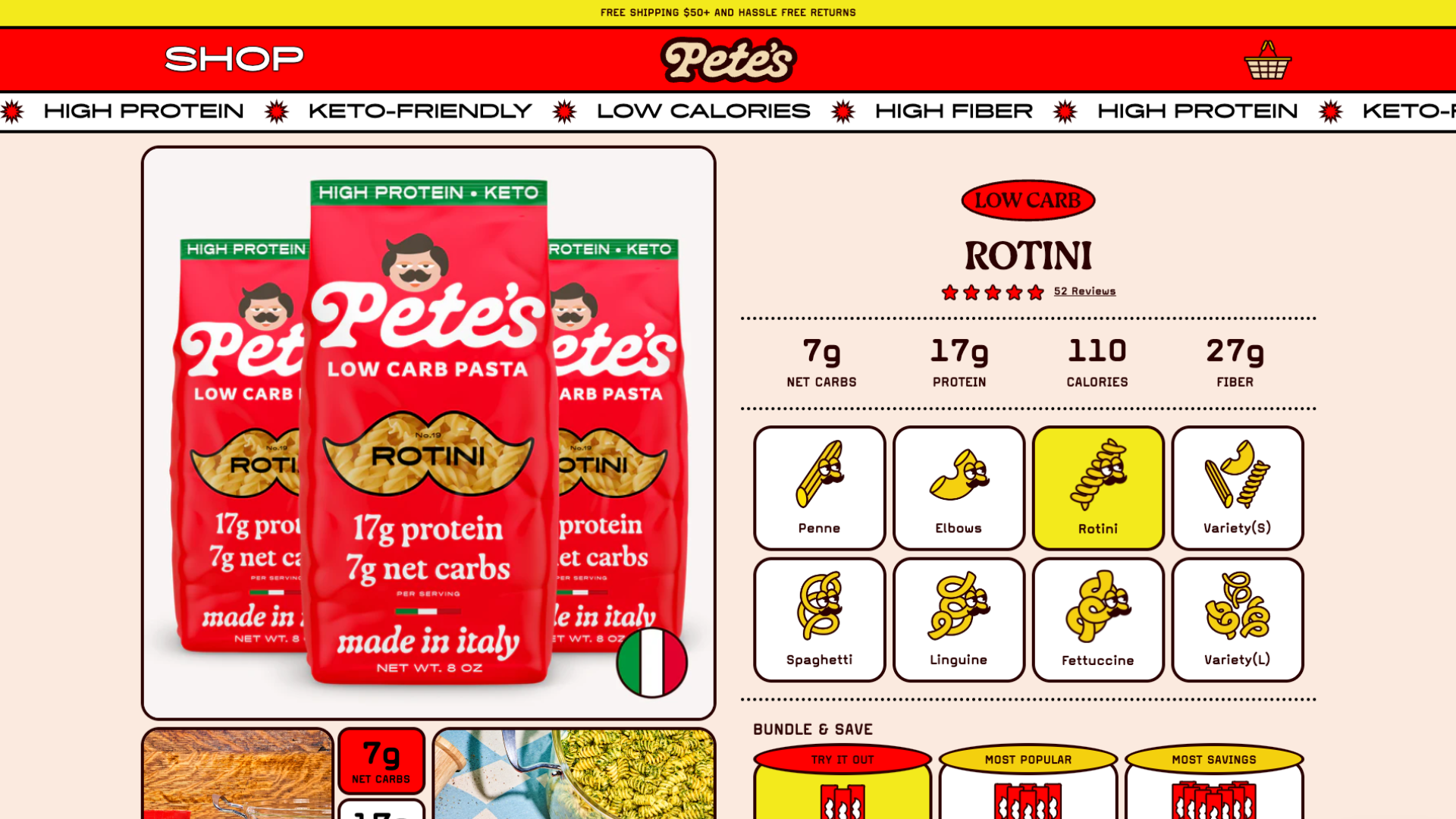 Pete’s Pasta affiliate program signup page