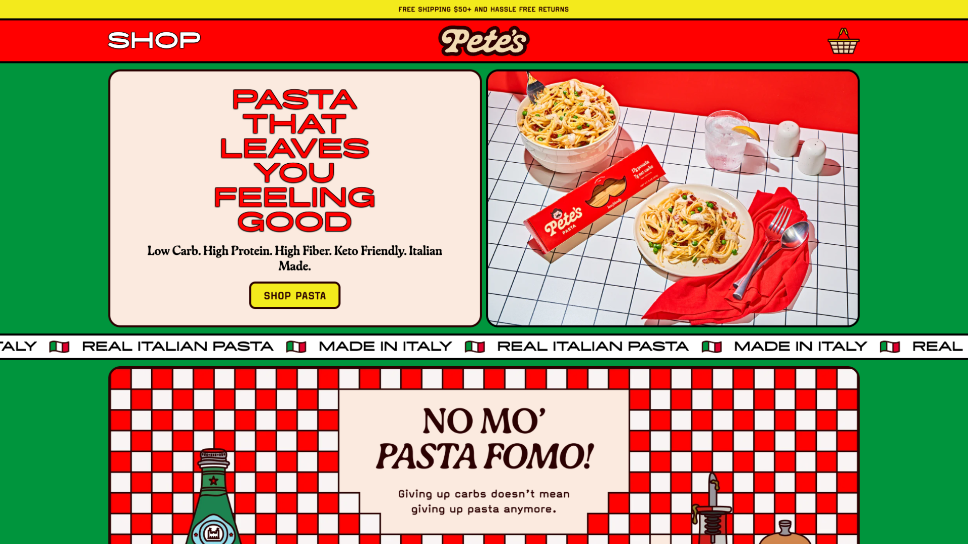 Pete’s Pasta homepage