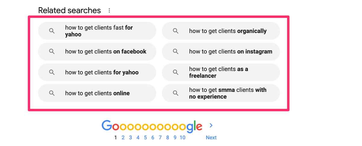 related searches at bottom of serps