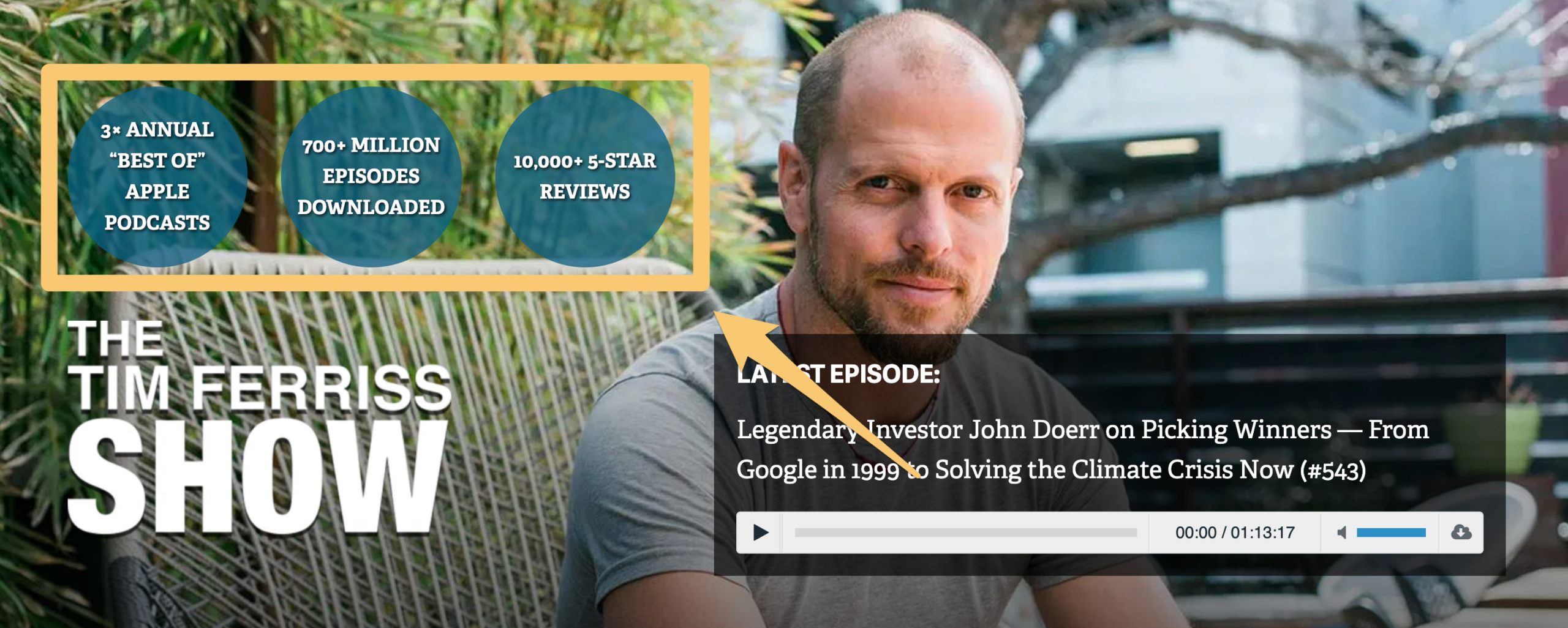 tim ferris using social proof on his website