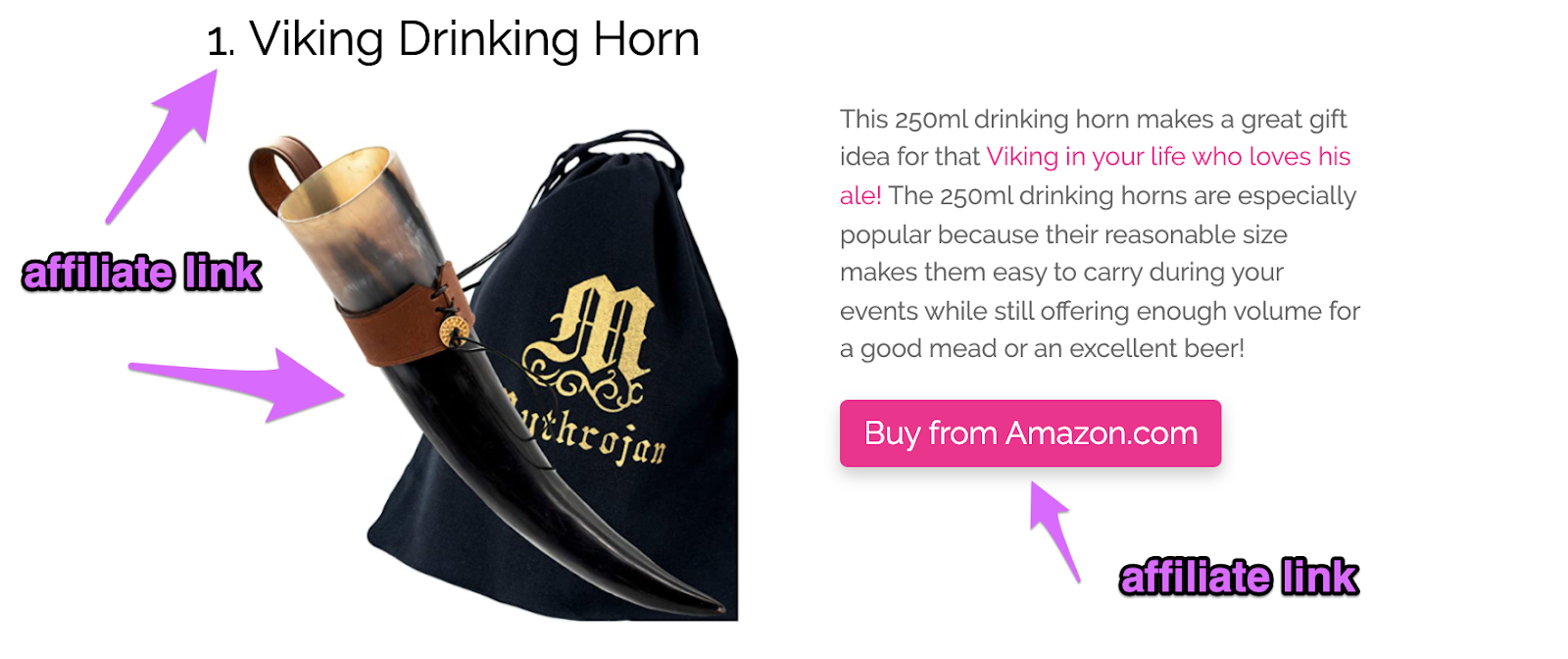 annotated lasso display with affiliate links in h3 image and cta button