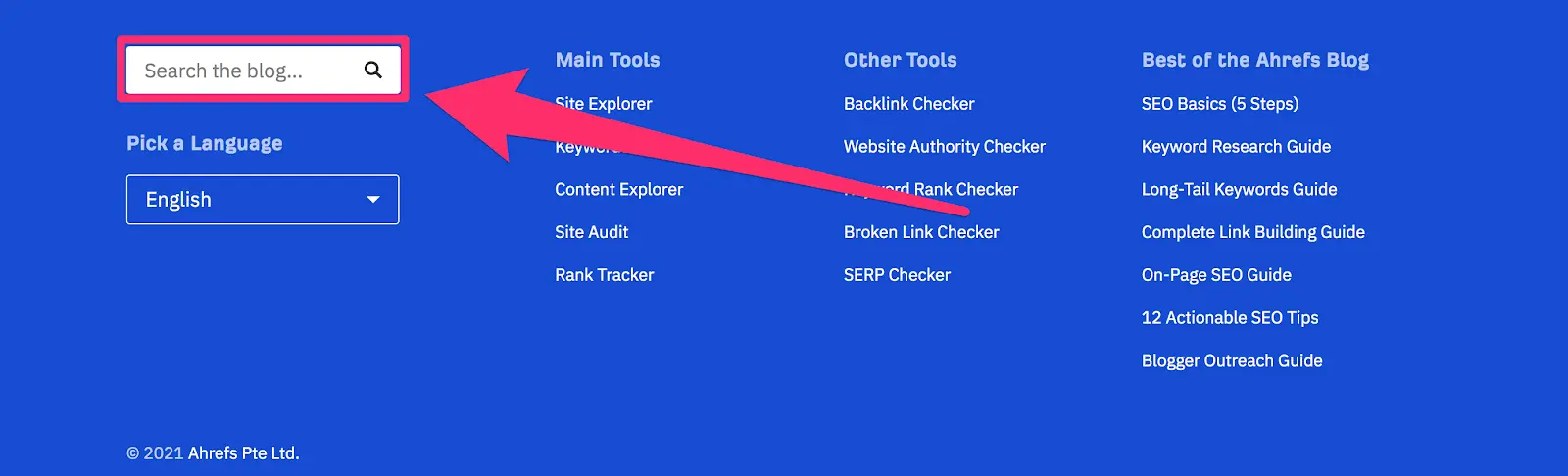 including a search bar in your website footer
