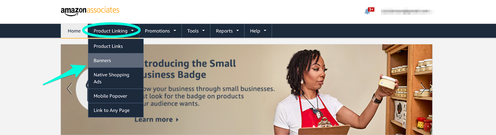 finding banner links on Amazon associates 