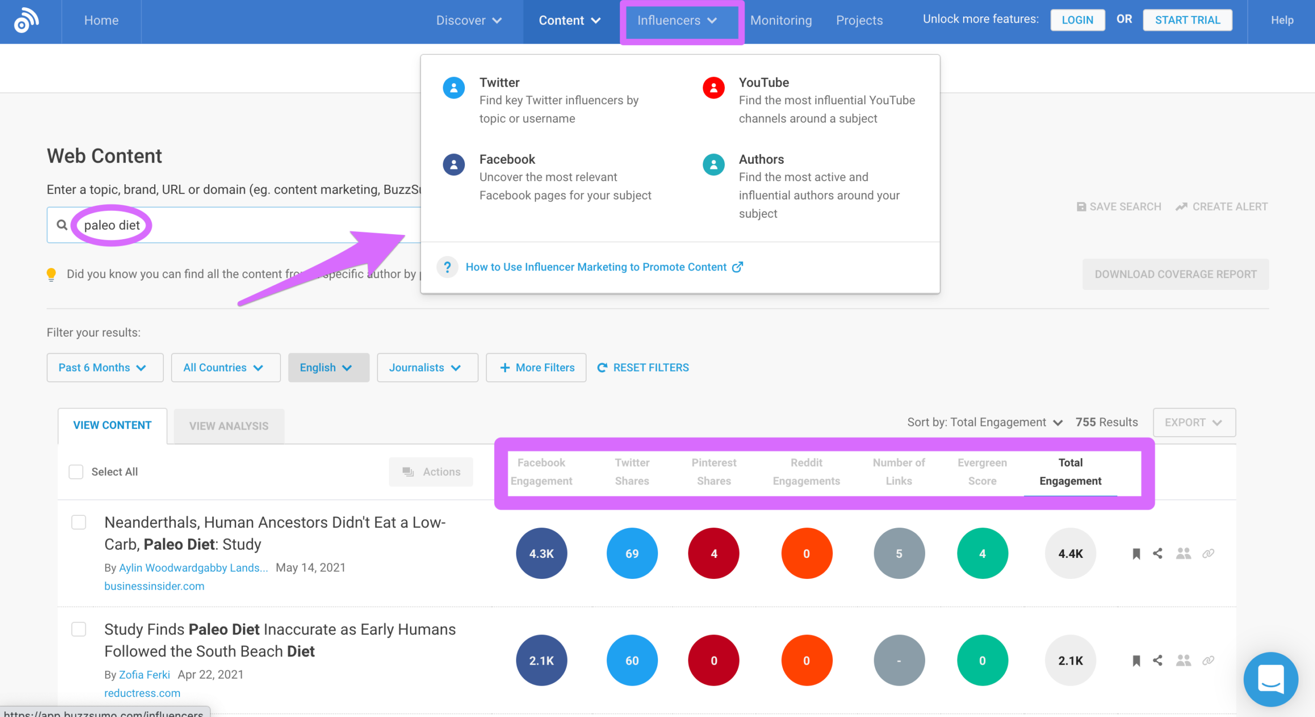 buzzsumo homepage