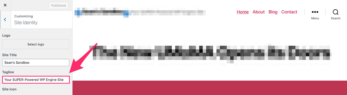 entering new blog taglines in the field titled tagline
