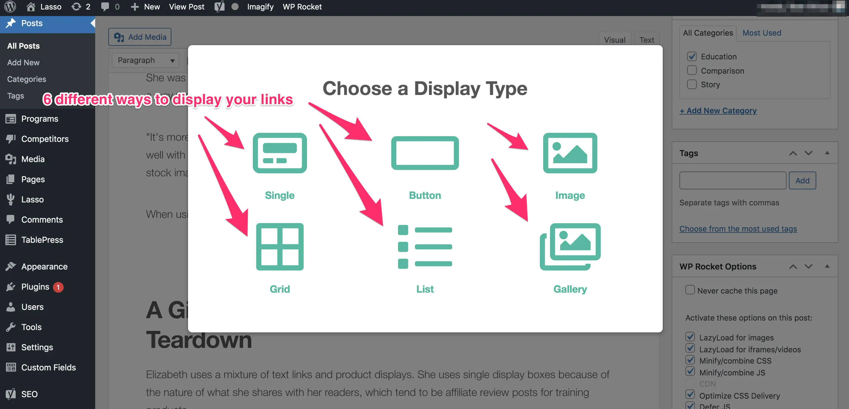 six different ways to display lasso links