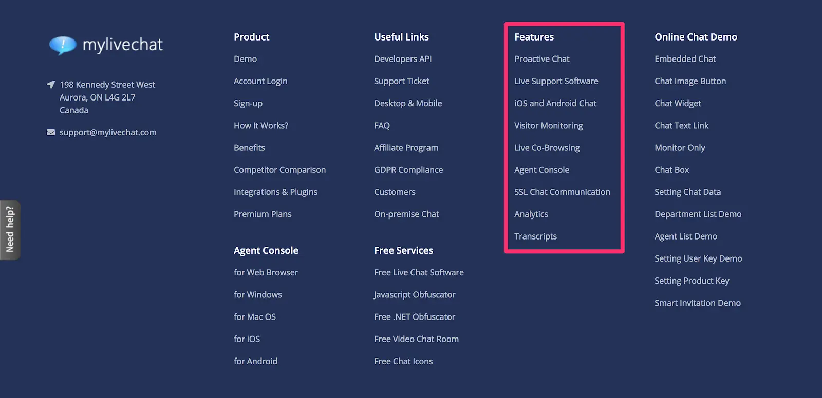 fat footer with all features displayed like previous example in the header