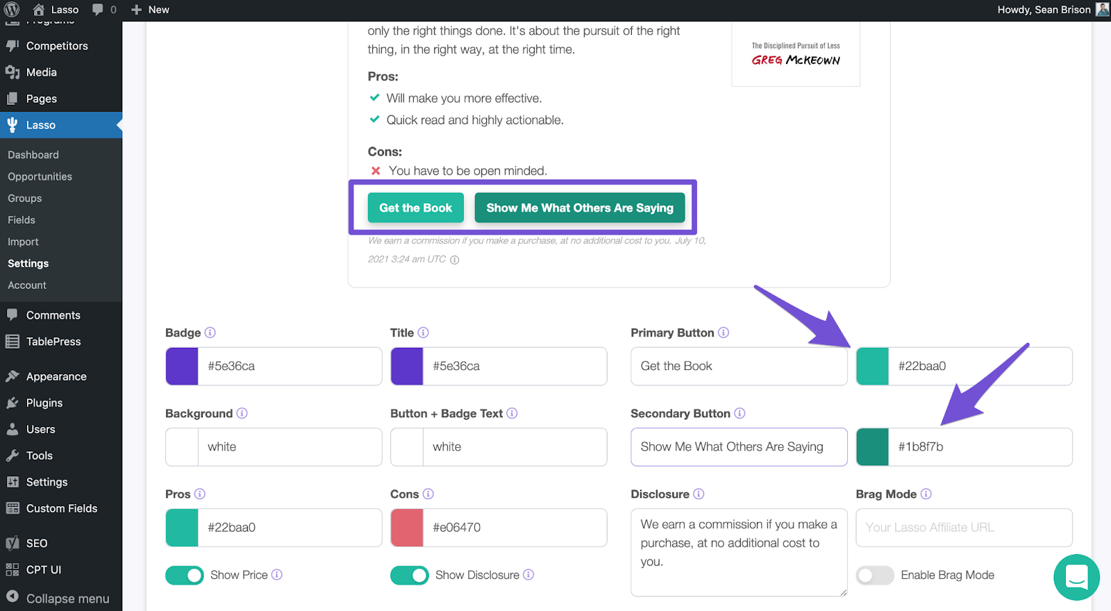adding two different colors to cta buttons in lasso