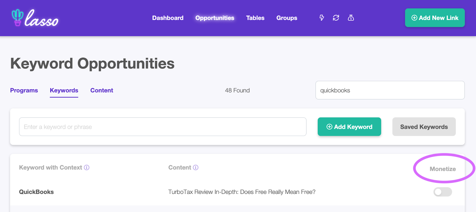 flicking the monetize toggle