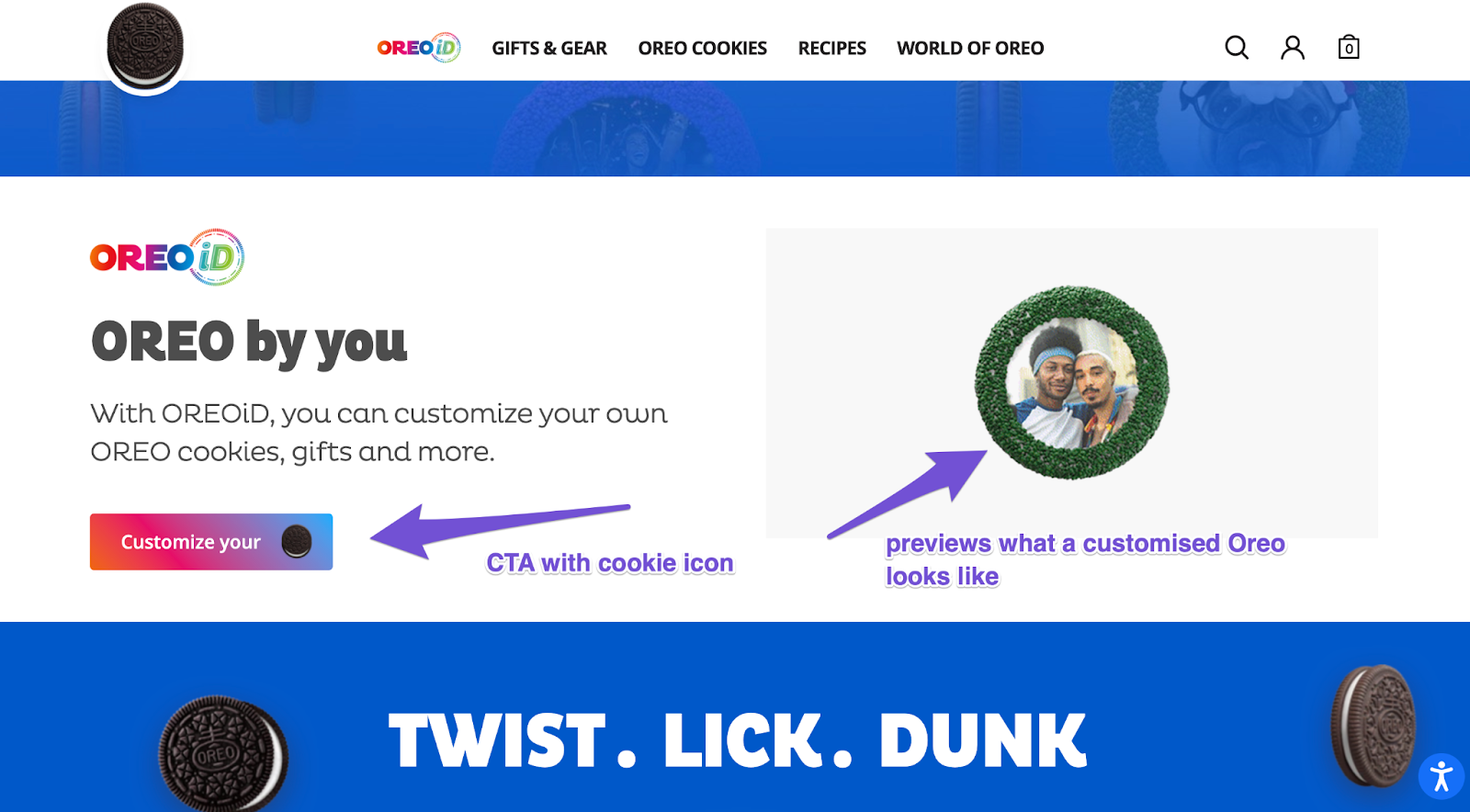 oreo call to action example