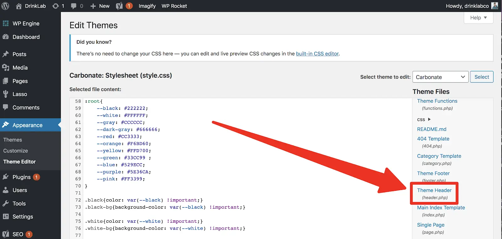 wordpress theme editor