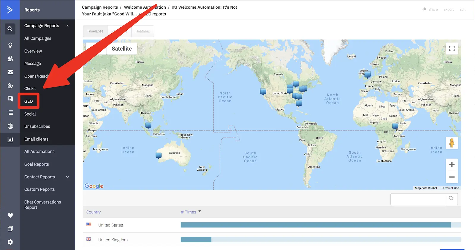 active campaign geo tracking