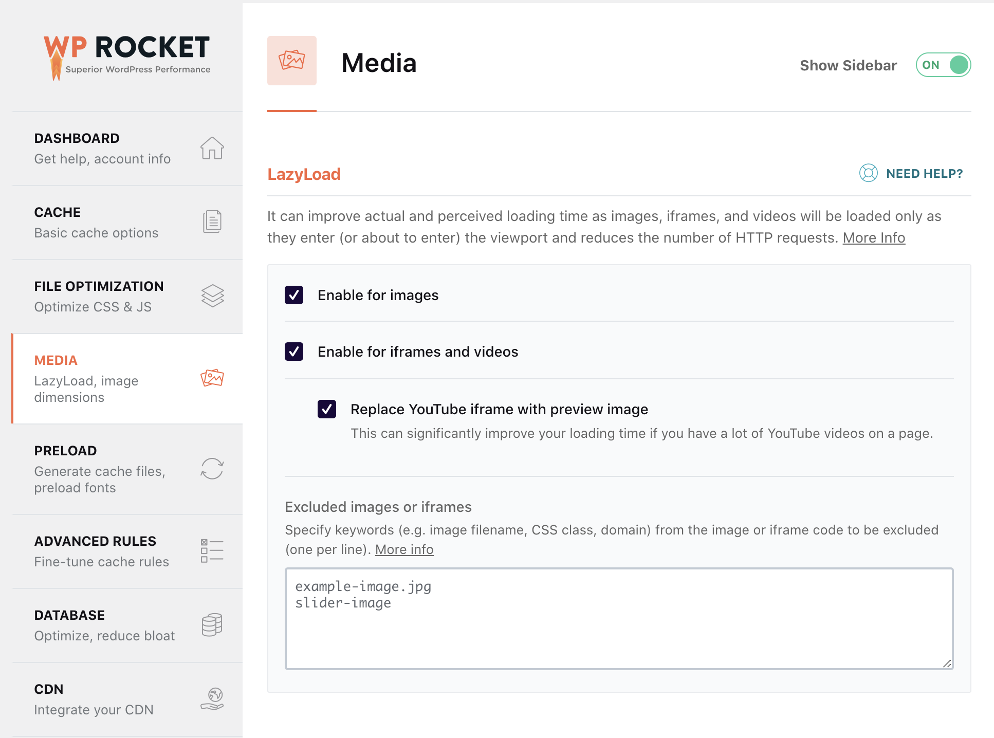 wp rocket media