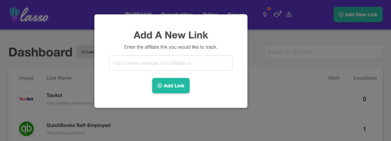 adding a link in lasso by copy and pasting the url into the field