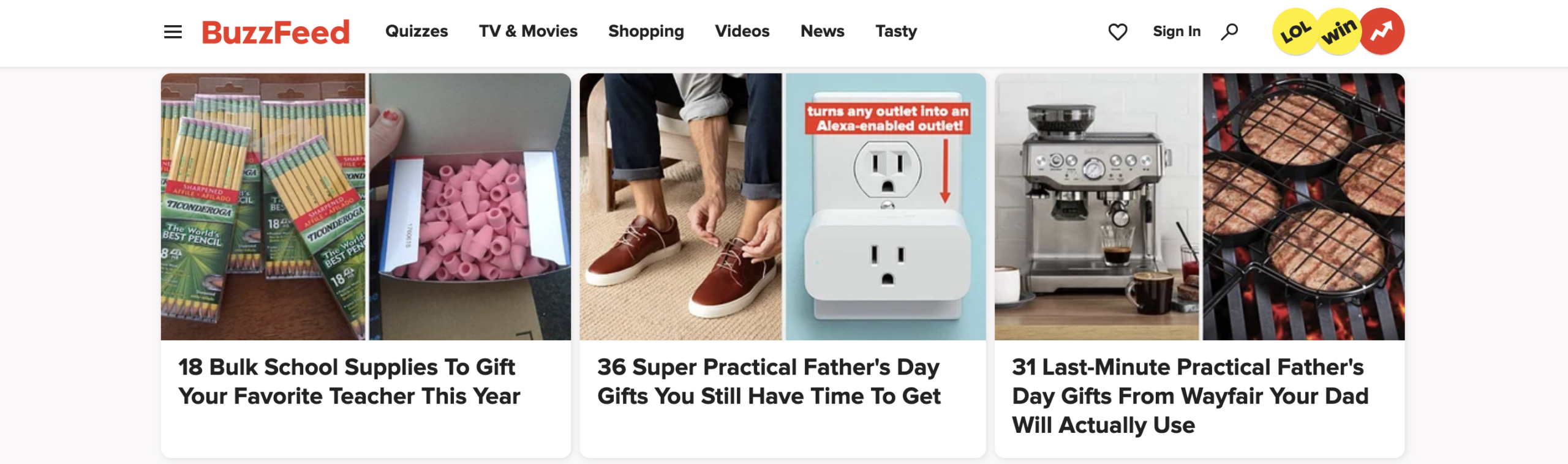 A Buzzfeed page showing an example of what affiliate marketing is