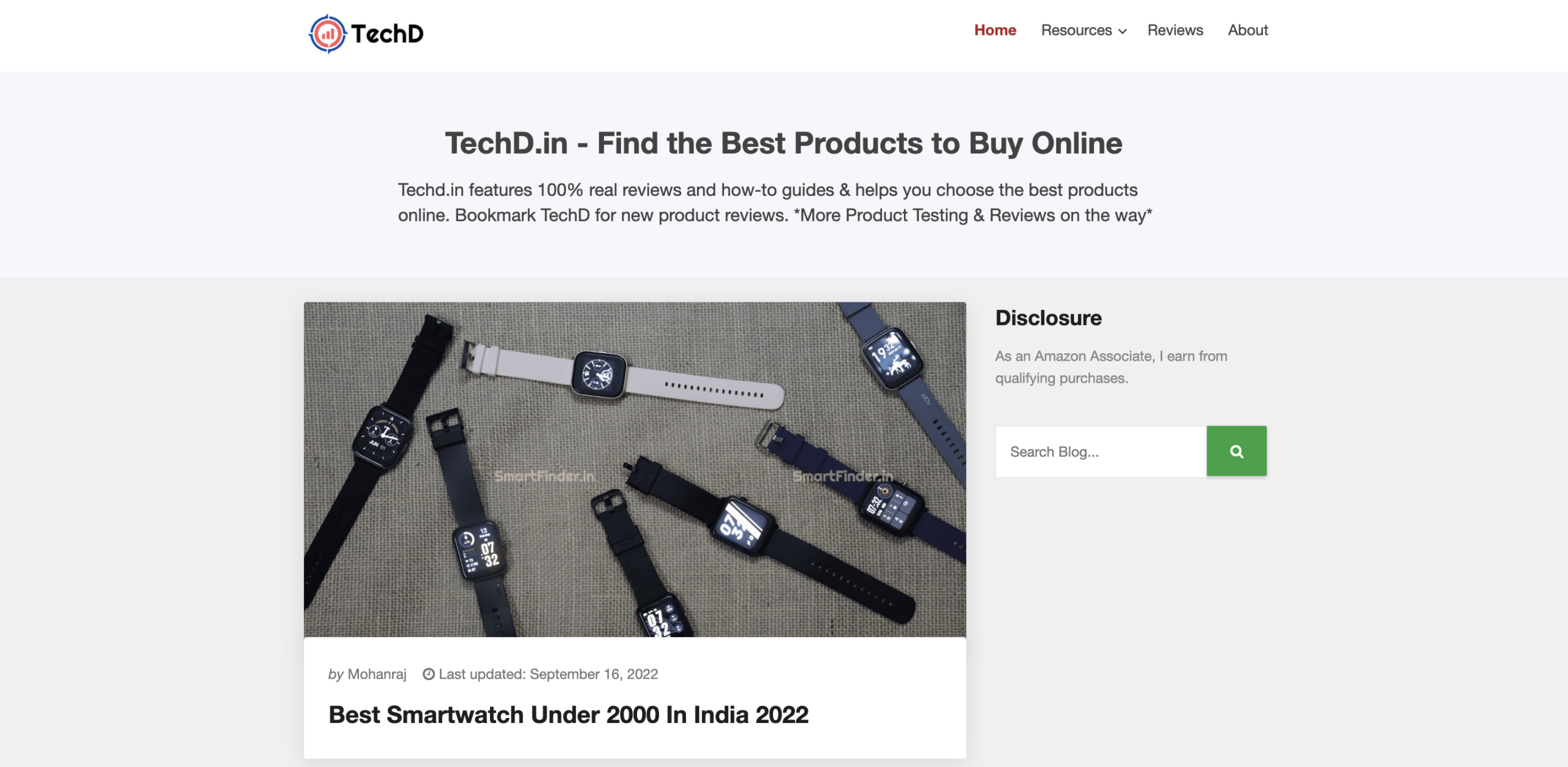 techd homepage affiliate marketing website example