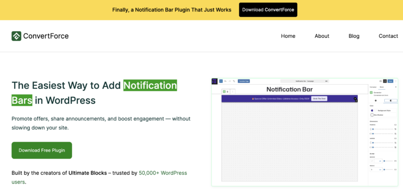 Screenshot of ConvertForce Homepage