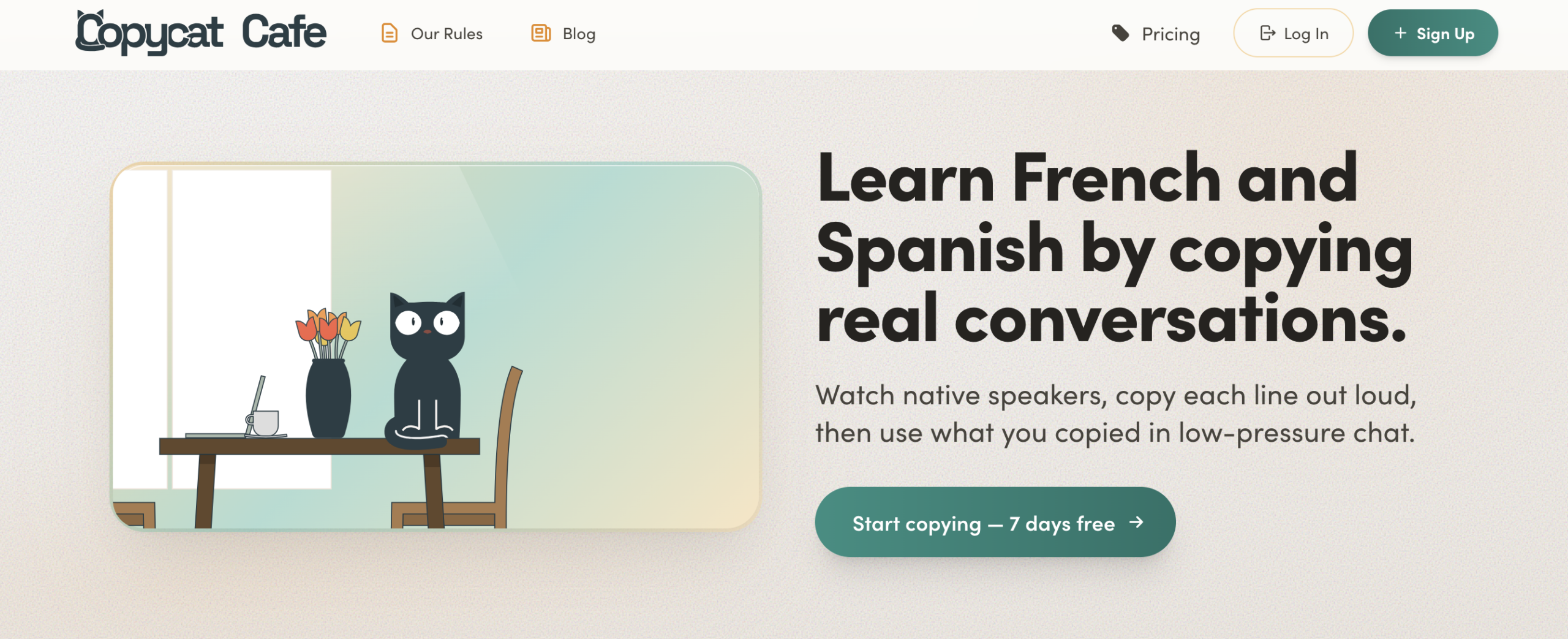 Copycat Cafe homepage