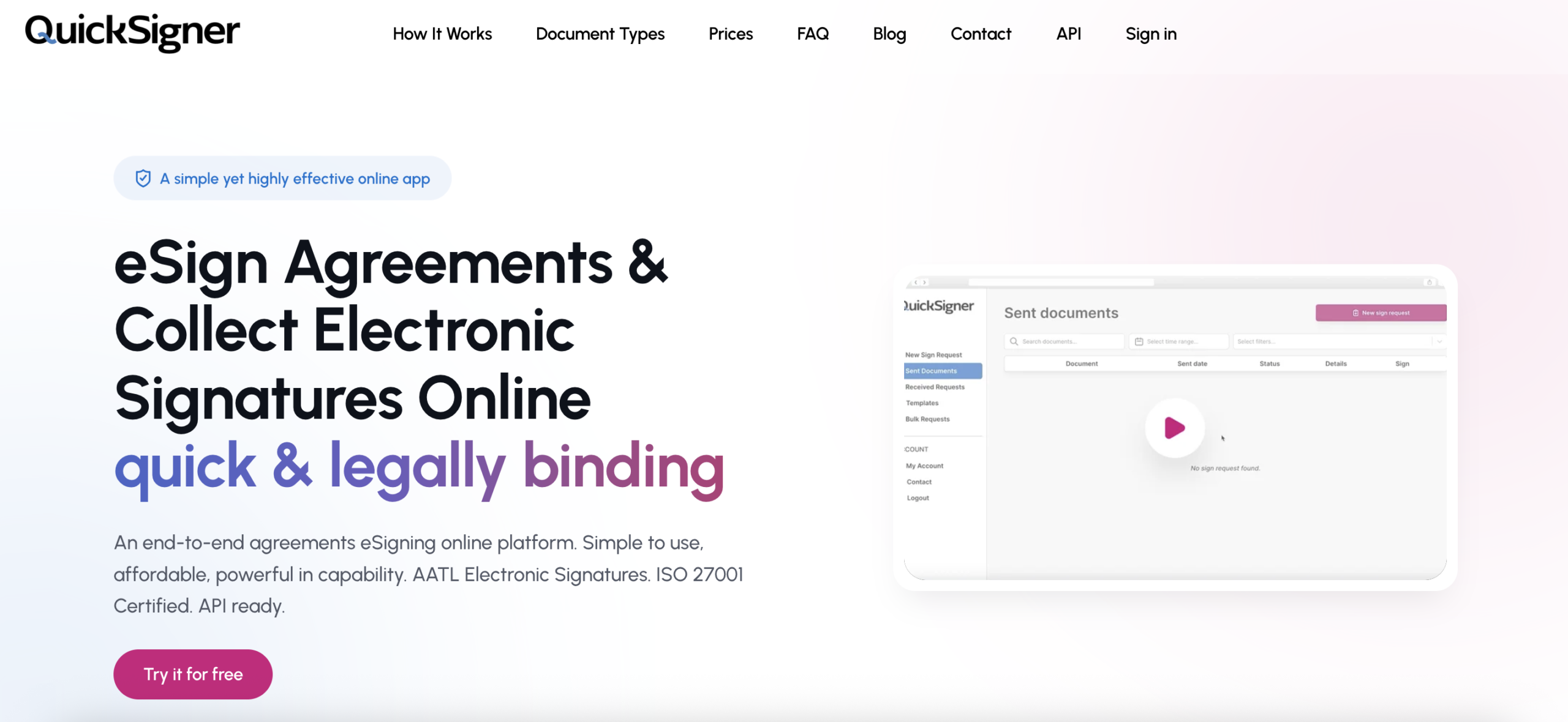 QuickSigner homepage