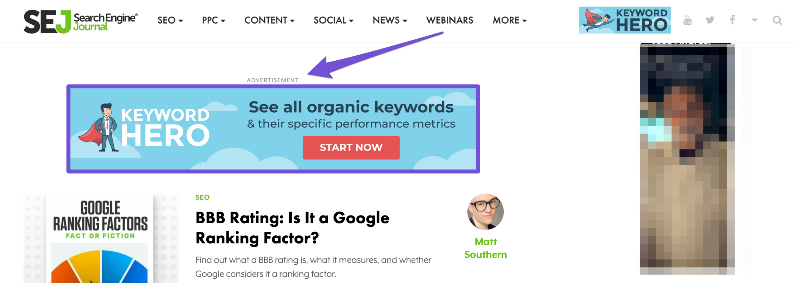 contextual ad appearing in se journal for getting affiliate marketing traffic