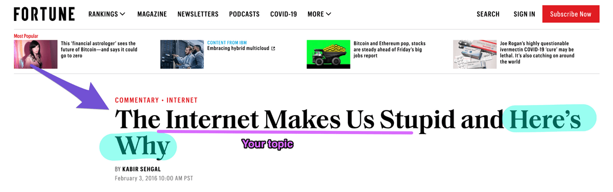 catchy blog title example using here's why