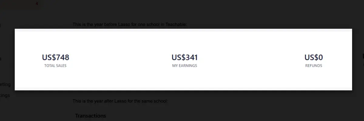 course earnings before lasso