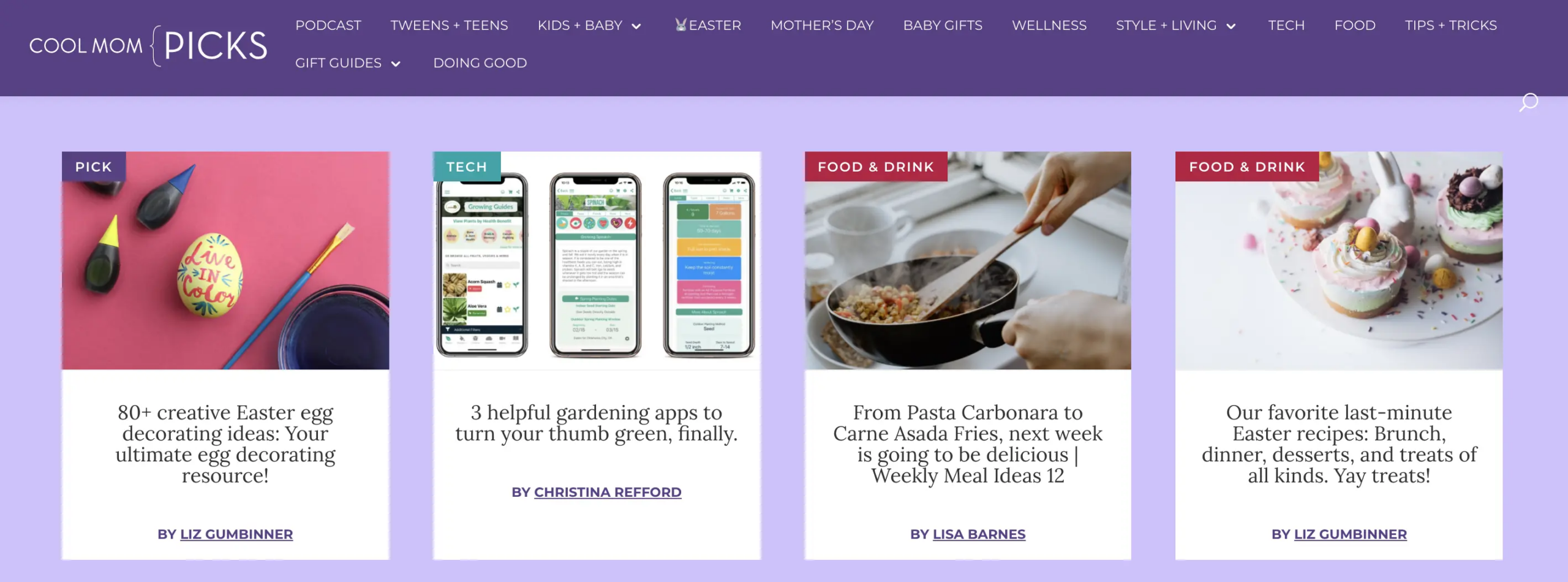 Cool Mom Picks homepage as a shopping affiliate marketing example