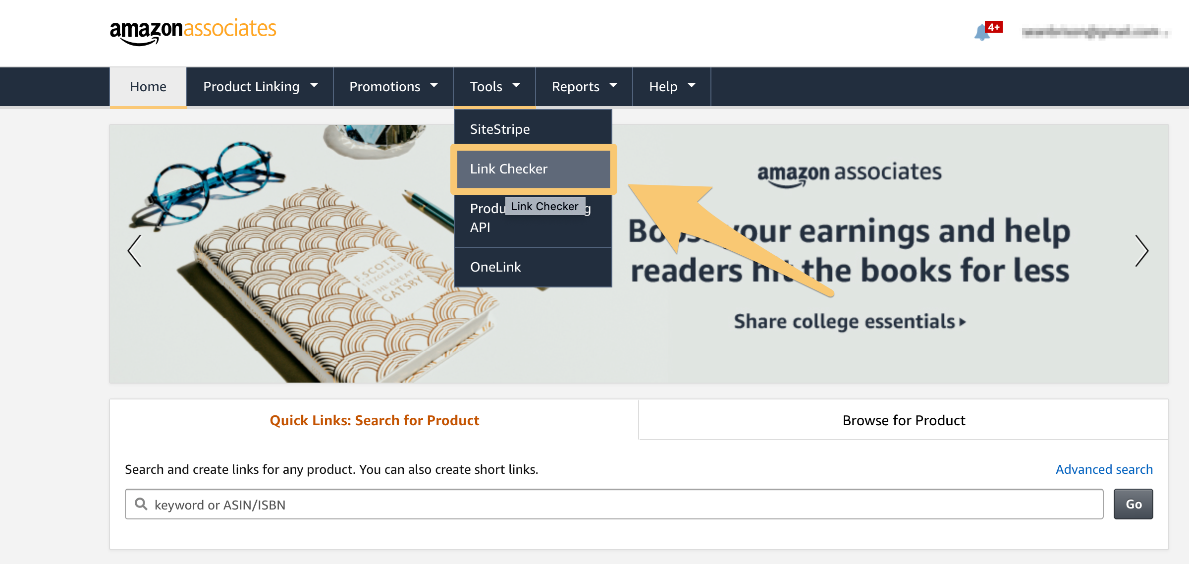 amazon associates home link checker